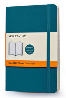 Блокнот Moleskine CLASSIC SOFT 90x140мм 192стр. линейка мягкая обложка фиксирующая резинка бирюзовый [qp611b6]