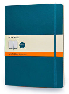 Блокнот Moleskine CLASSIC SOFT 190х250мм 192стр. линейка мягкая обложка фиксирующая резинка бирюзовы [qp621b6]