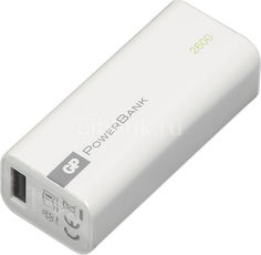 Внешний аккумулятор GP Portable PowerBank 1C02AWE, 2600мAч, белый [gp1c02awe-2crfb1]