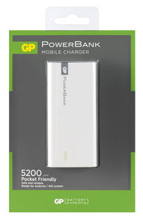 Внешний аккумулятор GP Portable PowerBank 1C05AWE, 5200мAч, белый [gp1c05awe-2crfb1]