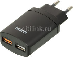 Сетевое зарядное устройство BURO MT001BL QC3.0, 2xUSB, 2.4A, черный