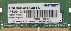 Модуль памяти PATRIOT PSD44G213381S DDR4 - 4Гб 2133, SO-DIMM, Ret Патриот