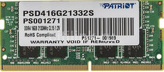 Модуль памяти PATRIOT PSD416G21332S DDR4 - 16Гб 2133, SO-DIMM, Ret Патриот