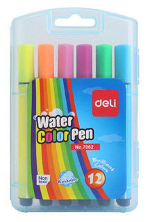 Фломастеры Deli E7062 круглый пиш. наконечник 12цв. коробка с европодвесом