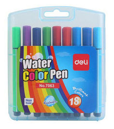 Фломастеры Deli E7063 круглый пиш. наконечник 18цв. коробка с европодвесом