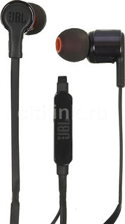 Гарнитура JBL T210 BLK, вкладыши, черный, проводные