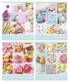 Тетрадь Silwerhof 811487-55 48л. клет. A5 Сладкий десерт 4диз. картон вод.лак скрепка