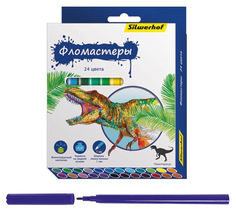 Фломастеры Silwerhof 867201-24 Динозавры 8мм 129мм Вентилируемый 24цв. коробка с европодвесом