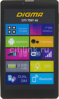 Планшет DIGMA CITI 7507 4G, 2GB, 32GB, 3G, 4G, Android 6.0 черный [l707ds]