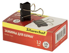 Зажимы Silwerhof 510002 сталь 19мм черный (упак.:12шт) картонная коробка