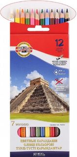 Карандаши цветные Koh-I-Noor 7 ЧУДЕС СВЕТА 3652012027KSRU шестигран. 12цв. коробка/европод.