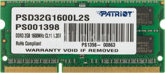Модуль памяти PATRIOT PSD32G1600L2S DDR3L - 2Гб 1600, SO-DIMM, Ret Патриот