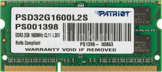 Модуль памяти PATRIOT PSD32G1600L2S DDR3L - 2Гб 1600, SO-DIMM, Ret Патриот