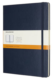 Блокнот Moleskine CLASSIC XLarge 190х250мм 192стр. линейка твердая обложка фиксирующая резинка синий [qp090b20]