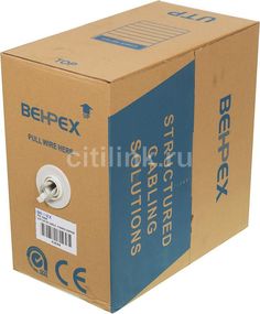 Кабель сетевой HQ UTP, cat.5E, 305м, 4 пары, 26AWG, медь, одножильный (solid), 1 шт, серый Noname
