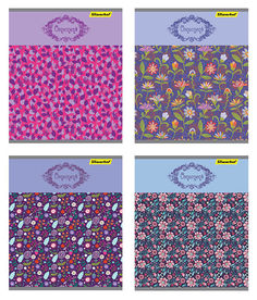 Тетрадь Silwerhof 811505-55 48л. клет. A5 Цветочный орнамент 4диз. картон вод.лак скрепка