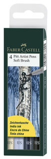 Набор ручек капиллярных Faber-Castell Pitt Artist Pen Soft Brush (167804) 4цв. пластик.упю