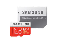 Карта памяти microSDXC UHS-I U3 SAMSUNG EVO PLUS 2 128 ГБ, 100 МБ/с, Class 10, MB-MC128GA/RU, 1 шт., переходник SD