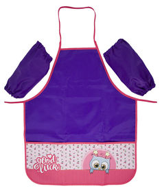 Фартук для уроков труда Silwerhof 671114 Сова 6-12лет с нарукавниками 2карм. полиэстер 54x45см