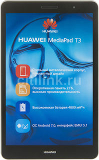 Планшет HUAWEI MediaPad T3 8.0, 2GB, 16GB, 3G, 4G, Android 7.0 серый [53018493]
