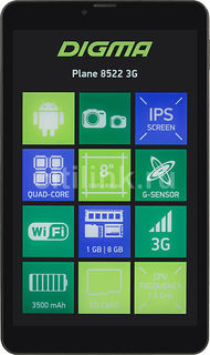 Планшет DIGMA Plane 8522 3G, 1GB, 8GB, 3G, Android 7.0 графит [ps8135mg]