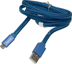 Кабель HAMA 00178204, microUSB - USB 2.0, 1м, синий