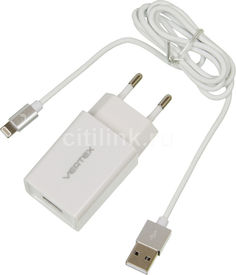 Сетевое зарядное устройство VERTEX MFI, USB, 8-pin Lightning (Apple), 2.1A, белый