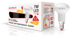 Лампа SUPRA SL-LED-PR-R50, 7Вт, 550lm, 30000ч, 3000К, E14, 3 шт. [10281]