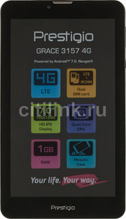 Планшет PRESTIGIO Grace 3157 4G, 1GB, 8GB, 3G, 4G, Android 7.0 черный [lhpmt31574gccis]