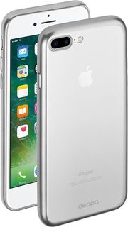 Чехол (клип-кейс) DEPPA Gel Plus Case, для Apple iPhone 7 Plus/8 Plus, серебристый [85287]