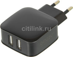 Сетевое зарядное устройство GINZZU GA-3008B, 2xUSB, 2.1A, черный