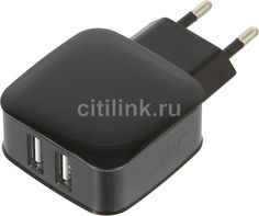 Сетевое зарядное устройство GINZZU GA-3010UB, 2xUSB, microUSB, 2.1A, черный