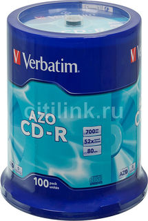 Оптический диск CD-R VERBATIM 700Мб 52x, 100шт., cake box [43430]