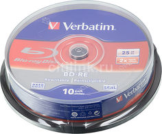 Оптический диск BD-RE VERBATIM 25Гб 2x, 10шт., cake box [43694]