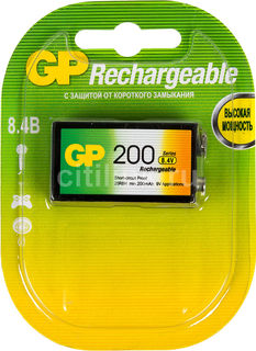 Аккумулятор GP 20R8H, 1 шт. 9V, 200мAч