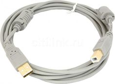 Кабель USB2.0 USB A(m) - USB B(m), GOLD , ферритовый фильтр , 3м, серый Noname