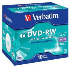 Оптический диск DVD-RW VERBATIM 4.7Гб 4x, 1шт., 43486, jewel case