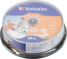 Оптический диск DVD-R VERBATIM 1.4Гб 4x, 10шт., cake box, printable [43573]