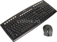 Комплект (клавиатура+мышь) A4 9200F, USB, беспроводной, черный