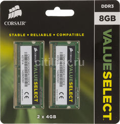 Модуль памяти CORSAIR CMSO8GX3M2A1333C9 DDR3 - 2x 4Гб 1333, SO-DIMM, Ret