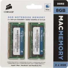 Модуль памяти CORSAIR CMSA8GX3M2A1333C9 DDR3 - 2x 4Гб 1333, SO-DIMM, Mac Memory, Ret