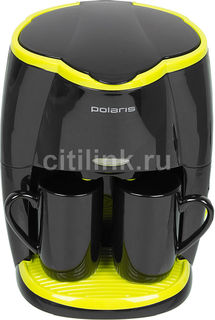 Кофеварка POLARIS PCM0210, капельная, черный / салатовый