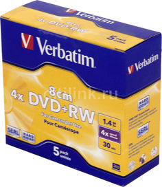 Оптический диск DVD+RW VERBATIM 1.46Гб 4x, 5шт., jewel case [43565]