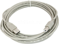 Кабель USB2.0 USB A(m) - USB B(m), 5м, серый Noname