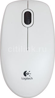 Мышь LOGITECH B100 оптическая проводная USB, белый [910-003360]