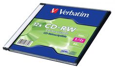 Оптический диск CD-RW VERBATIM 700Мб 12x, 1шт., 43762, slim case