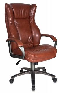Кресло руководителя БЮРОКРАТ CH-879, на колесиках, искусственная кожа, коричневый [ch-879dg/brown]