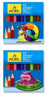 Карандаши цветные Adel Colour 211-2325-000 шестигран. 3мм 12цв. короткие коробка Адель