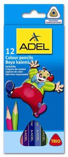 Карандаши цветные Adel Colour TRIO 211-3315-007 трехгран. 3мм 12цв. коробка/европод. Адель