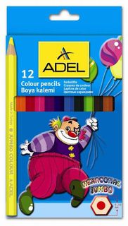 Карандаши цветные Adel JUMBO HEXA 211-9510-000 шестигран. 5.4мм 12цв. коробка/европод. Адель